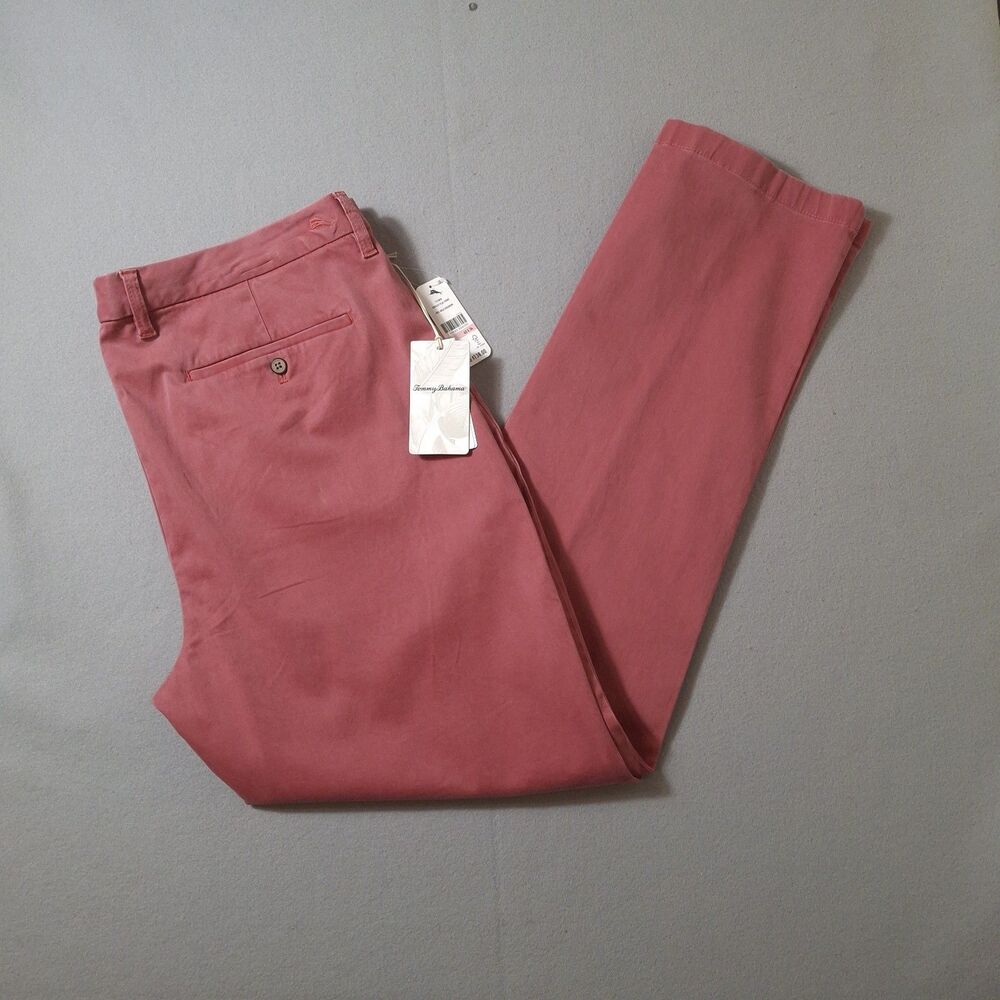 Tommy Bahama Pants Boracay Mens 40x34 Wild Geranium Solid Flat Front NWT $138